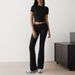 Voya Female Lead Hot Girl Explosive Casual Fashion Set Solid Color Versatile Short Sleeved Pants Two-piece Set_ecoleips.com