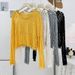 Women's Clothing Solid Color Hollow Hook Flower Round Neck Long Sleeve Short Knitted Sweater Summer New Loose Thin Sunscreen Blouse Tops_ecoleips.com