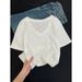 High-end White T-shirt Women's Spring Summer V-neck Bamboo Cotton Short-sleeved Thin Casual Inner Bottoming Shirt Korean Version Top_ecoleips.com