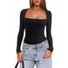 Women's Long Sleeve Bodysuit Stretchy Milk Silk Jumpsuit Slim Fit One-Piece Top For Fall Winter Layering_ecoleips.com