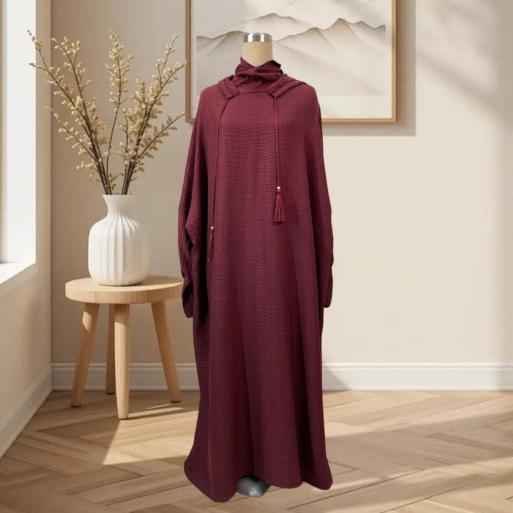 Minimalist Solid Color Hooded Dress For Women_ecoleips.com