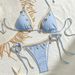 Women's Clothing Tie String Three Point Sexy Pure Swimsuit Bikini Split Swimsuit_ecoleips.com