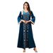 Women's Clothing Gold Velvet Heavy Embroidery Splicing Muslim Dress Dubai Long Skirt_ecoleips.com