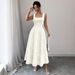 Elegant Simple Jacquard Long Dress Summer Clothing Square Neck Women's Fashion_ecoleips.com