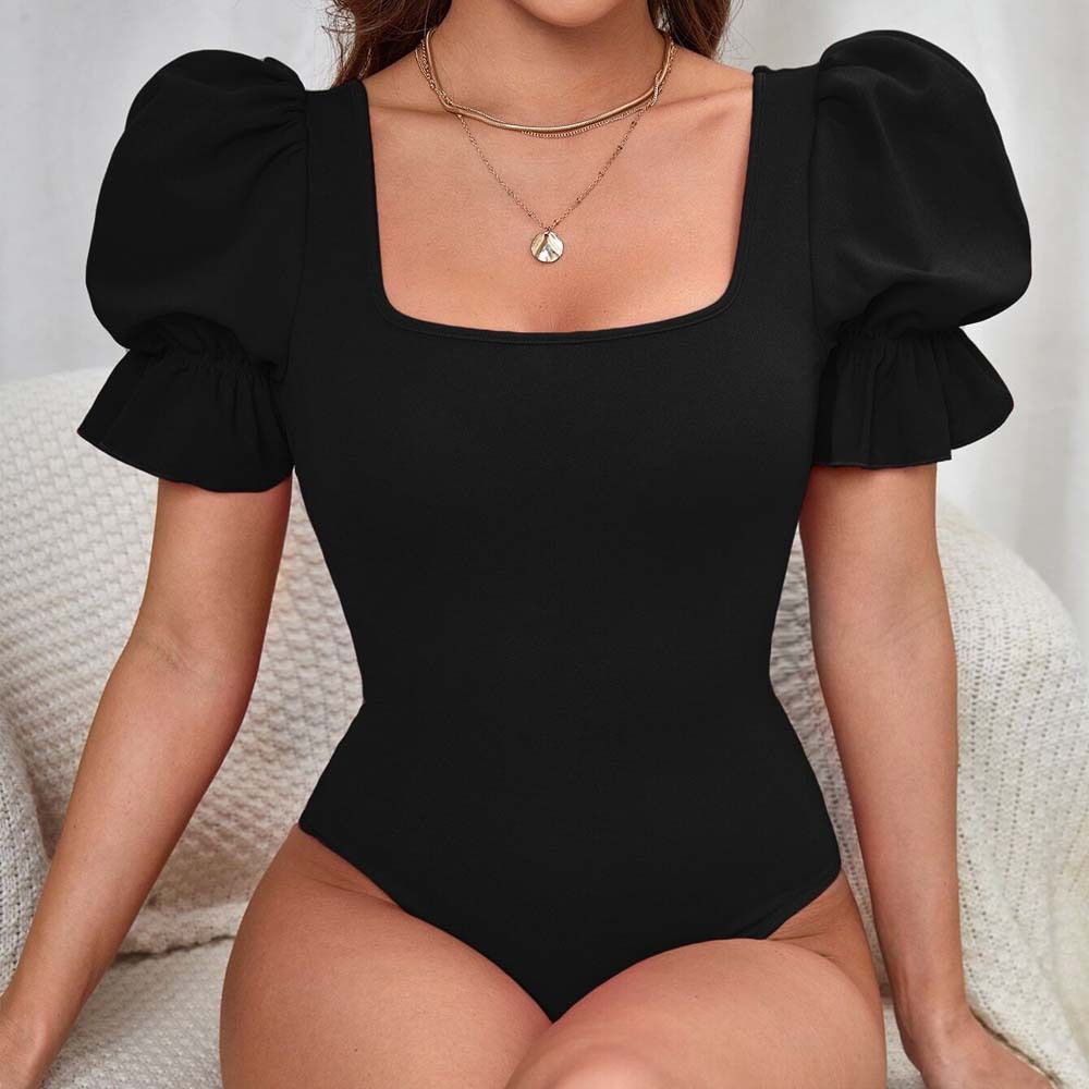 Voya Women's Bubble Sleeve Jumpsuit Summer Fashion Temperament Slim Fit Sexy Top For Women_ecoleips.com
