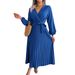 Bestseller Real Shot 2026 European And American Spring-summer Elegant Cross V-neck Large Hem Pleated Long Skirt_ecoleips.com