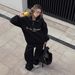 Independent Station Letter Printing Long-sleeved Sweater Trousers Casual Suit Oversize Jumper Sweatpants Two-piece Set_ecoleips.com