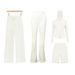 Women's Clothing Women's Slim Fit Jacket Four Piece Set With Flared Pants Cropped Pants Straight Leg Pants And Stretch Jacket_ecoleips.com