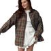 Verve Summer New Plaid Style Versatile Casual Turn-down Collar Long Sleeve Cardigan Shirt Polyester Cotton Blouse For Women_ecoleips.com