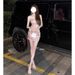 White Lace Embroidery Patchwork Slip Dress French Style Design Boning Fitted Waist Short Skirt Women's Clothing_ecoleips.com