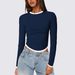 Women's Long Sleeve round Neck Slim Fit Color Block Short Pullover Top European And American Style Autumn Winter New Arrival_ecoleips.com