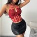 K New Sexy Lace Chinese Qipao Style Hanging Neck Collar Slim Fit Strapless Fish Bone Exposed Back Mini Top_ecoleips.com