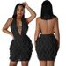 Women's Clothing Wavy sexy deep V halter short hip wrap dress_ecoleips.com
