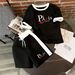 Women's Clothing Women's Elegant Summer Patchwork Set Heart Print Short Sleeve Eiffel Tower Design Paris Theme Clothing_ecoleips.com
