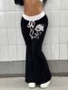 Floral Print Drawstring Flared Pants for Women Stretchy Slim Fitting Sexy Style Trousers Cross Border Hot Selling_ecoleips.com