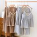 2023 Cotton Crepe Pajamas Women's Long-sleeved Robe + Halter Top + Pants Three-piece Set Suspenders With Breast Pads Pijamas_ecoleips.com