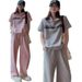 2026 Summer Casual Sportswear For Women, New Korean Style Fashion Short-Sleeve Top And Slimming Wide-Leg Pants Two-Piece_ecoleips.com