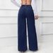 Women's High-Waisted Wide-Leg Jeans Retro Dark Blue Button Design Autumn Winter plus Size Casual Comfortable Fit_ecoleips.com