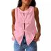 Women's Clothing Spring And Summer Women's Sleeveless Cardigan Solid Color Cotton Strap Top Vest Women's Clothing_ecoleips.com