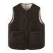 Reversible Plaid Fleece Vest For Women – Lightweight & Warm Double-Sided Wear With Pockets (Cream, Black, Navy, Brown, Orange Red, Gray)_ecoleips.com