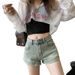 Korean-style High-waisted Denim Shorts For Women, Summer Vintage A-line Shorts, Sexy Stretchy Hot Pants, Slimming_ecoleips.com