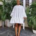 D3068 Women's Loose Solid Color Puff Sleeve Dress Autumn Independent Station European American Style Large Size_ecoleips.com