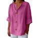 Women's V Neck T-Shirt Pure Cotton Button Top Loose Fitting American Style Spring Summer New Arrival_ecoleips.com