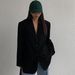 ZOEVA Black Blazer Women's Spring And Autumn New Korean Version Temperament Retro Loose Casual And Thin Small Suit_ecoleips.com