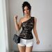 Summer Sexy Hollowed Out Lace Short Top For Women Slim Fit European And American Style_ecoleips.com