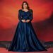 Plus Size Sequined V Neck Long Sleeved Dress American Style For Formal Evening Parties Banquets Women's Party Wear_ecoleips.com