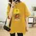 Premium Grey Mid-Length Oversized T-Shirt for Women Short Sleeve Loose Fit Bear Shaped round Neck Covers Hips New Style_ecoleips.com