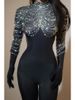 Women Sexy Nightclub Evening Party Drag Queen Singer Dancer Stage Performance Costume Luxury Stretch Jumpsuit SZY8_ecoleips.com