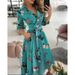 2026 Hot-Selling Spring Summer Fashion Short Sleeve V-Neck Printed Bodycon Dress For Women_ecoleips.com