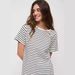 Women's Elegant Black White Striped T-Shirt European American Style round Neck Short Sleeve Breathable Polyester Commuting Top_ecoleips.com