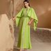 Women's Clothing Fruit Green Half High Collar Shawl Dress Hand Sewn Diamond Abaya Dress_ecoleips.com