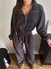 girl Girl European And American Autumn Winter Women's Fashion New Long Sleeve Ladies Casual Half-Open Front Elastic Waist Jumpsuit_ecoleips.com