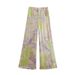 Women's Retro Floral Print Shirt & Straight Pants Set – Elegant Office Wear, Breathable Polyester Blend, Classic Long Sleeve With Pockets (XS- L)_ecoleips.com