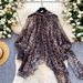 Women's French Romantic Style Floral Print Blouse Skin Friendly Breathable Long Sleeved Loose Fitting Slimming Bow Tie Cardigan Commuter Top_ecoleips.com