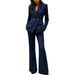 Women's Clothing Elegant Goddess Style Slim Fit Suit High Waisted Flared Trousers Set Double Breasted Autumn Fashion European Trend Long Sleeved_ecoleips.com