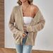 Sexy Knit Cardigan Set – Chic Open-Front Acrylic Sweater With Lace Trim (Khaki, S/M/L)_ecoleips.com