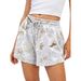 2025s 2025 New Women's 3D Printed Drawstring Casual Shorts_ecoleips.com