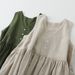 2026 New Women's Cotton Linen Sleeveless Dress Casual V Neck Button Down Loose Midi Dresses For Summer Women's Casual Dresses_ecoleips.com