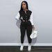 Women's Clothing Women's Jacket Single Breasted Stitching Long Sleeved Sports High Waisted Trousers Casual Baseball Suit_ecoleips.com