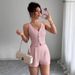 Summer New Arrival Women's Two Piece Set Solid Color Sleeveless Slim Fit Vest High Waisted Shorts_ecoleips.com