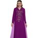 Middle Eastern Arab Muslim Purple Embroidered Robe Party Dubai Dress Abaya_ecoleips.com