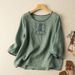 Women's Summer-Style Classical Dress Shirt With Seven-Inch Sleeves, Embroidered Design; A Loose-Fitting, Slimming T-Shir_ecoleips.com