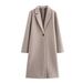 Three-color One-grain Solid-color Lapel Woolen Coat Women's Medium And Long Coat_ecoleips.com