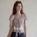 2026 New Korean Shawl Collar Lace-up T-shirt Female Slim Design Summer Short-sleeved Temperament Versatile Commuter Top_ecoleips.com