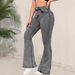 K Low Waisted Flared Slim Fit Pants For Women, Jeans Look Slim And Grey_ecoleips.com