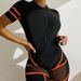 Women's Clothing Mesh Stitching Contrast Color Tight Hip Lifting One Piece Long Sleeved Diving Suit Surfing Suit Sports Bikini_ecoleips.com